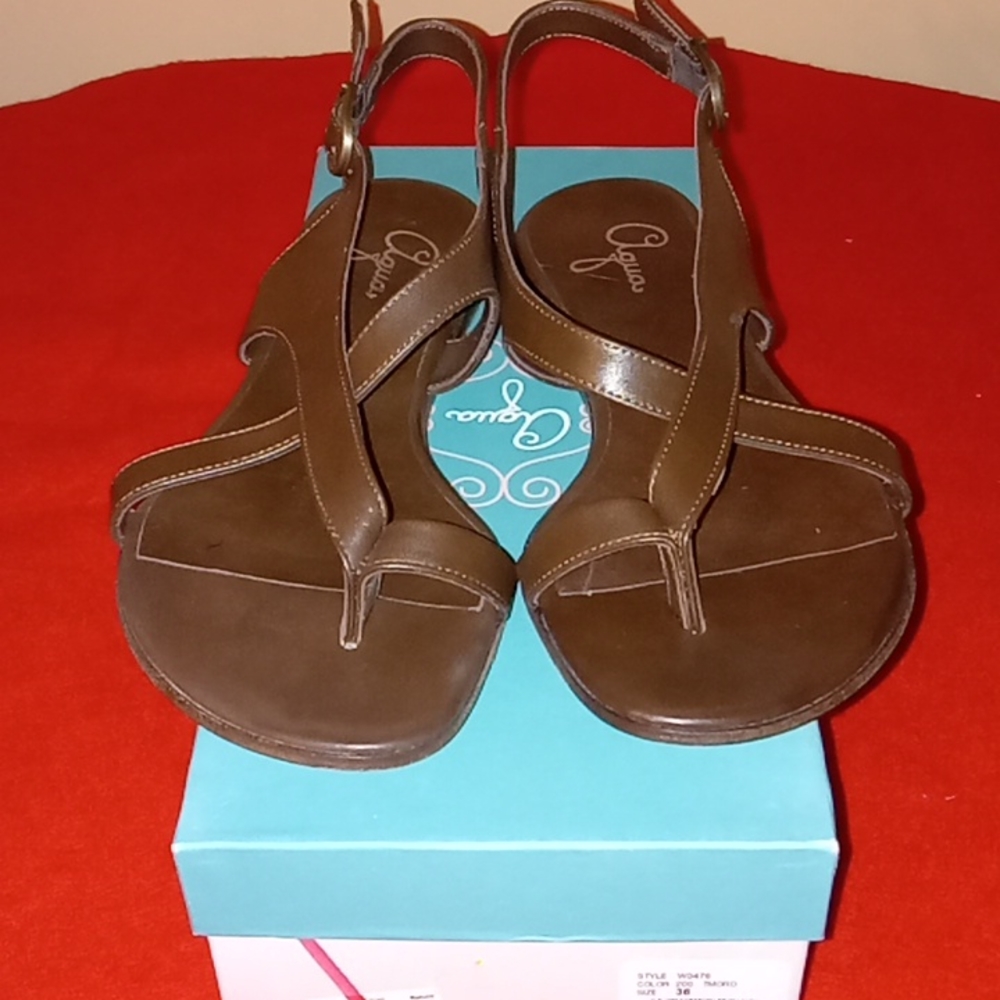 Aqua Brown Leather Sandal
